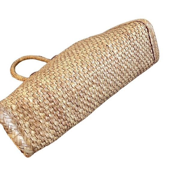 Vintage Large Wicker Satchel Briefcase Tote, Light Tan - Picture 14 of 15